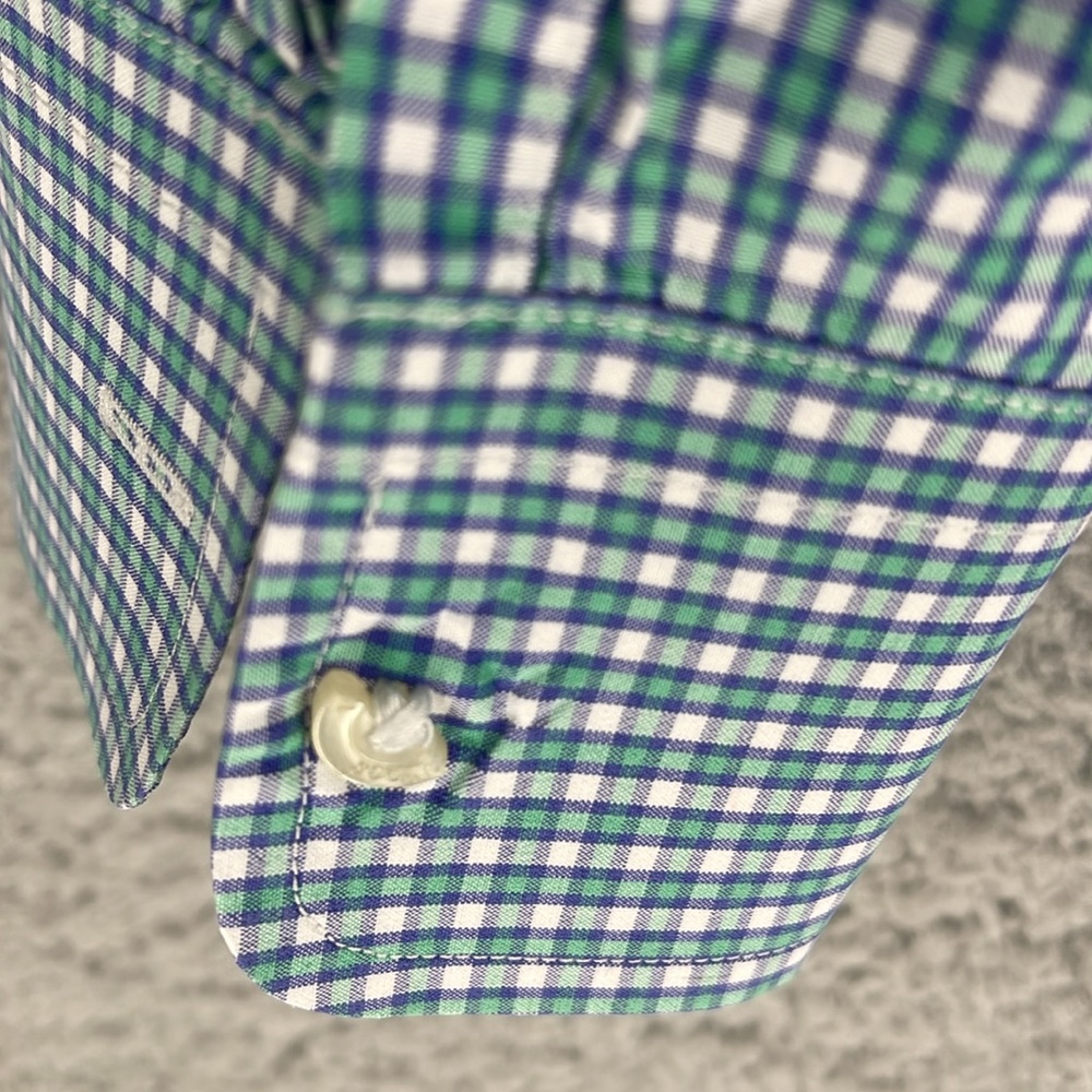Vineyard vines purple green squared print button down long sleeve medium shirt - Picture 11 of 13